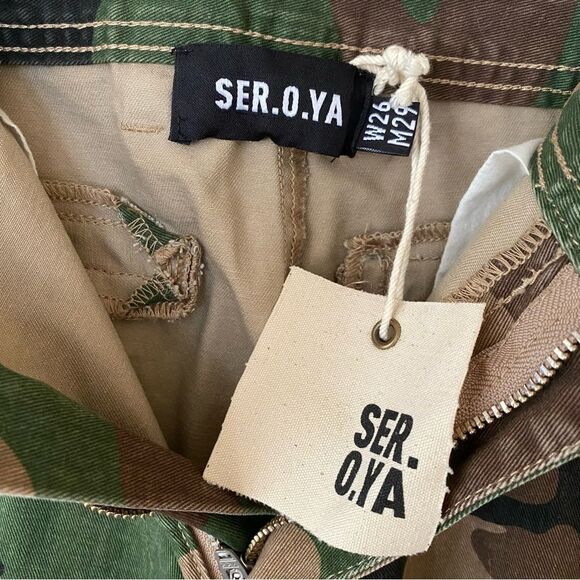 SER.O.YA Jane camo cargo Pants low rise loose fit baggy NWT 26 - Picture 11 of 16